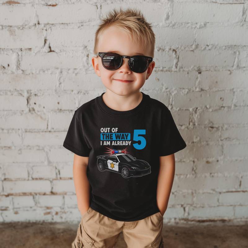 Schnell Polizeiauto Geburtstag Shirt Für Jungen Alter 5 Lustiges Bday T-Shirt Cooles Geschenk Von Eltern Großeltern Familie Party Outfit Kleinkind von FluffytailApparel