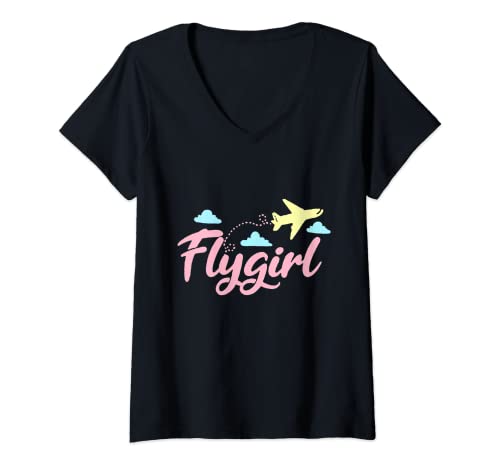 Damen Piloten Geburtstag Arbeit witzige Flugbegleiter T-Shirt mit V-Ausschnitt Damen Piloten Geburtstag Arbeit witzige Flugbegleiter T-Shirt mit V-Ausschnitt von Flugbegleiter Zubehör und Flugbegleiter Ausrüstung
