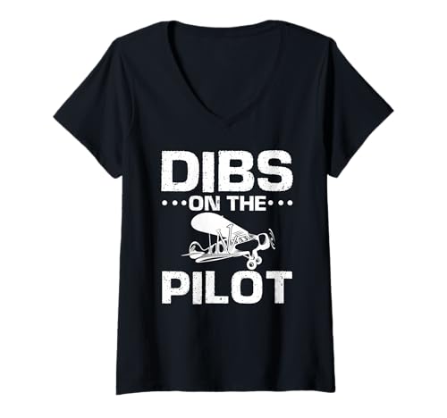 Damen Lustiger Spruch Ich Will den Piloten T-Shirt mit V-Ausschnitt Damen Lustiger Spruch Ich Will den Piloten T-Shirt mit V-Ausschnitt von Flugzeug Fans Vintage Witz Outfit