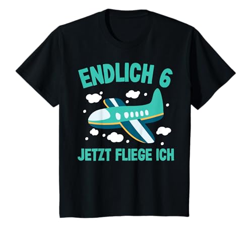 Kinder Endlich Sechs Jahre | 6. Geburtstag Jungen Pilot Flugzeug T-Shirt von Flugzeug Geschenke Kindergeburtstag by 83-Tees