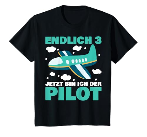 3. Geburtstag Pilot Shirt | 3 Jahre Jungen Mädchen Flugzeug T-Shirt von Flugzeug Kindergeburtstag Shirts | kirolino