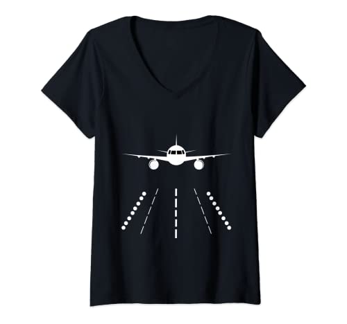 Damen Flugzeug für Pilot zum Fliegen Geschenk Herren Damen Kinder T-Shirt mit V-Ausschnitt Damen Flugzeug für Pilot zum Fliegen Geschenk Herren Damen Kinder T-Shirt mit V-Ausschnitt von Flugzeug Kollektion