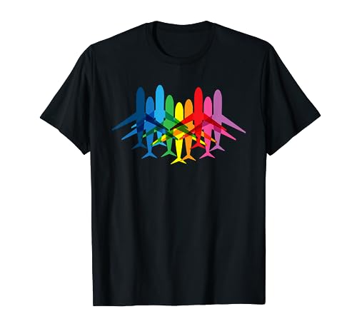 Flugzeug Shirt mit bunten Flugzeugen Jungen Männer Shirt Flugzeug Shirt mit bunten Flugzeugen Jungen Männer Shirt von Flugzeuge T-Shirt & Geschenke