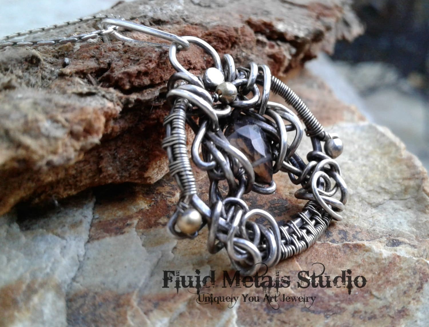 Davina Smokey Quarz Und Sterling Silberdraht-Aufhänger Da0100 Davina Smokey Quarz Und Sterling Silberdraht-Aufhänger Da0100 von FluidMetalsStudio