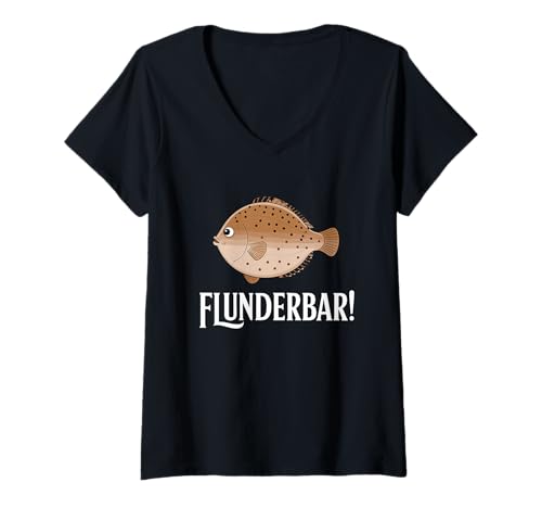 Damen Flunderbar Fisch Flunder Humor Design Angler T-Shirt mit V-Ausschnitt Damen Flunderbar Fisch Flunder Humor Design Angler T-Shirt mit V-Ausschnitt von Flunder Humor Fischliebhaber Spaß Fischer