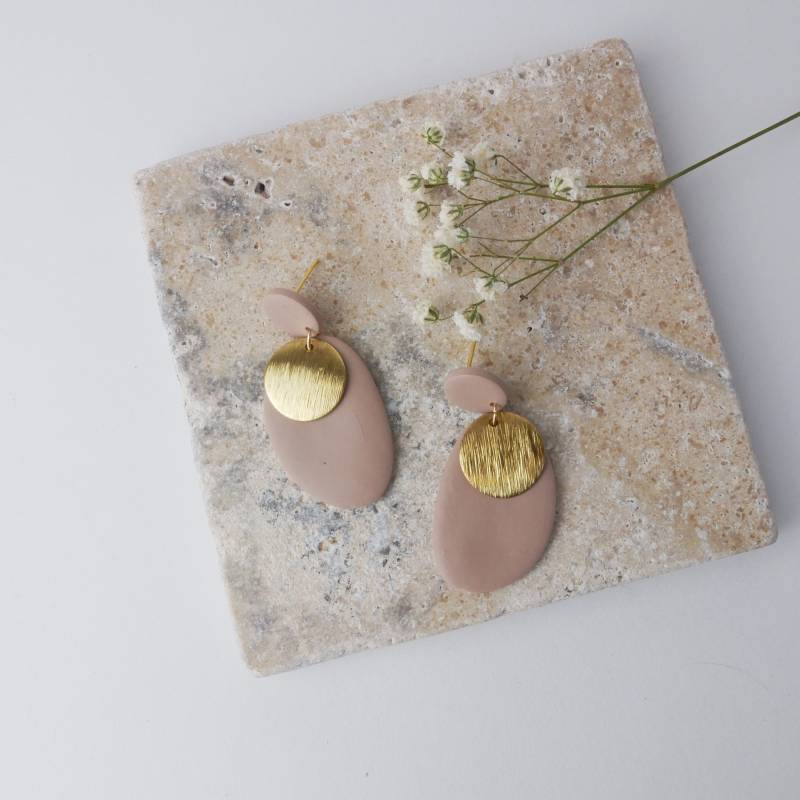 Polymer Clay Ohrringe | Schicke Hänger Mit Edlem Goldanhänger Handgemacht Besondere Geschenk Zu Geburtstag Sommer Emily von FlunkerKlunker