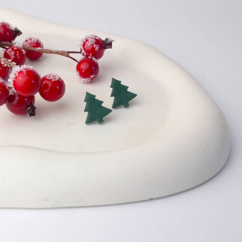 Weihnachtsbaum Ohrstecker Aus Polymer Clay | Christmas Earrings Motiv-stecker Handgemacht Ohrringe Für Mädchen Geschenk Weihnachten von FlunkerKlunker