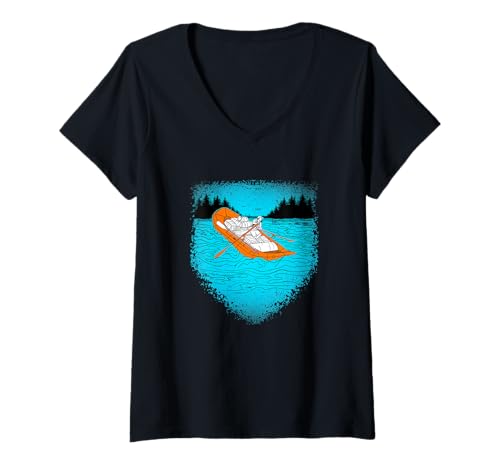 Damen Rafting Fluss Ruderboot Paddeln Rafter Wildwasser T-Shirt mit V-Ausschnitt Damen Rafting Fluss Ruderboot Paddeln Rafter Wildwasser T-Shirt mit V-Ausschnitt von Fluss Rafter Wildwasser Rafting Grafik