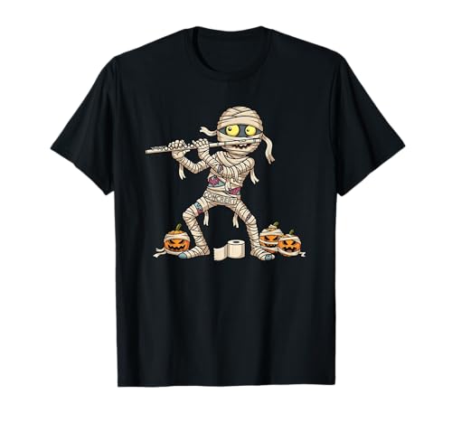 Lustige Flöte Flötist Mumie Kürbis Halloween Kinder Herren Damen T-Shirt von Flute Lovers Halloween Flutist Outfits Boy Girl