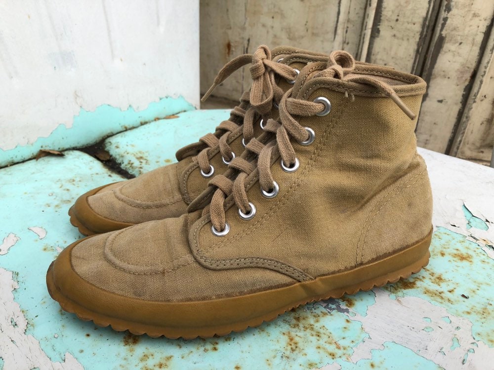 Jahrgang 1980S /1990S /Tan/Leinwand Ankle Boots Womans Größe 7, 5 7 1/2 Jahrgang 1980S /1990S /Tan/Leinwand Ankle Boots Womans Größe 7, 5 7 1/2 von FluxSoda