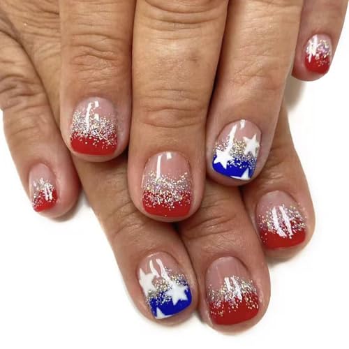 24pcs Square Short False Nails Acryl Festival Star Press Auf Tipps Für Frauen Und Mädchen Manikürenkunst Dekore Leicht Zu Auftragen Nagel von Fluxioxtna