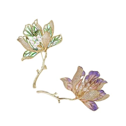 Fluxioxtna 2pcs Elegantes Hibiskus Brosche Set Exquisites Hibiskus Brosche Paar Accessoires Enhancing Styles Für Moderne Frauen von Fluxioxtna