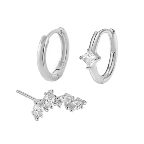 3pcs Stilvolle Piercing Studs Ohrringe Set Zirkonia Mode Schmuck Knorpel Tragus Accessoires Für Frauen Frauen Set von Fluxioxtna