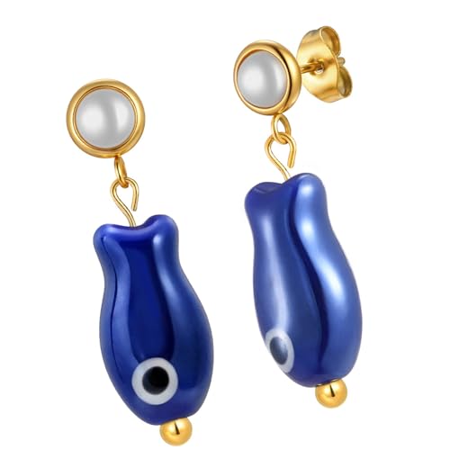 Einzigartige Keramik Marine Inspirierte Ohrringe Edelstahl Dangle Ohrohrschmuck Für Mädchen Frauen Allergie Resistent von Fluxioxtna