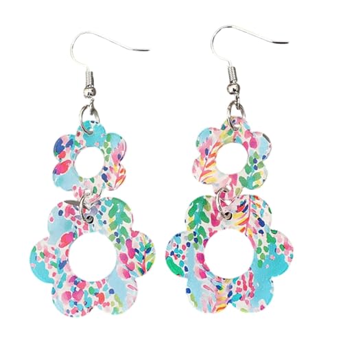 Floral Patchwork Leopardenmuster Ohrringe Dangle Ohrhaken Accessoire Für Trendige Frauen Die Modische Accessoires Für Robuste Modeschmuck Suchen von Fluxioxtna