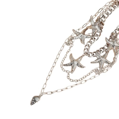 Fluxioxtna 1 Set Layering Schmuck Verstellbarer Ketten Konch Design Legierung Halskette Für Strand Outfit Urlaubszubehör Resort Halskette von Fluxioxtna