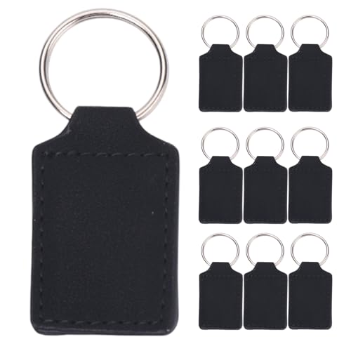 Fluxioxtna 10pcs Rohlinge PU Leder Schlüsselanhänger Für Kreative Geschenkverschreibungen Rechteckige Doppelseitige Schlüsselkette Wärmeübertragung Keyrings von Fluxioxtna