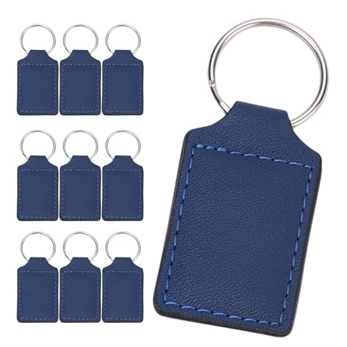 Fluxioxtna 10pcs Rohlinge PU Leder Schlüsselanhänger Für Kreative Geschenkverschreibungen Rechteckige Doppelseitige Schlüsselkette Wärmeübertragung Keyrings von Fluxioxtna