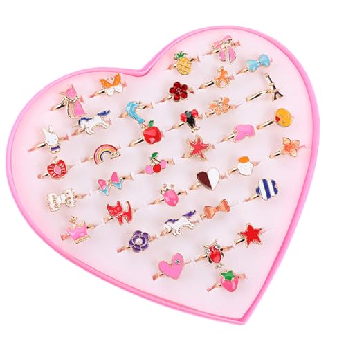 Fluxioxtna 36pcs Elegante Kinderringe Set Verstellbare Größe Mädchen Dress Up Accessoires Für Partys Und Alltag von Fluxioxtna