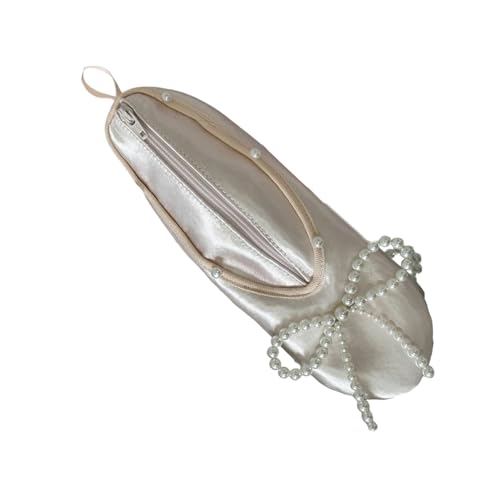 Fluxioxtna Ballettschuh Form Make Up Tasche Mit Reißverschluss Star Akzenten Geräumige Satins Kosmetikbeutel Für Reiselschmuck Storage Girls Geburtstag Geschenk Kosmetiktasche von Fluxioxtna