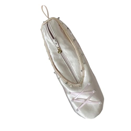Fluxioxtna Ballettschuh Form Make Up Tasche Mit Reißverschluss Star Akzenten Geräumige Satins Kosmetikbeutel Für Reiselschmuck Storage Girls Geburtstag Geschenk Kosmetiktasche von Fluxioxtna
