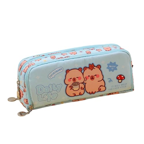 Fluxioxtna Cartoon Pencil Case Multi Fächer Leinwandstifte Beutel Beutel Stifte Organizer Reise Kosmetiktasche Für Schulbüro Capybara Schulbedarf Schreibtisch Organisator von Fluxioxtna