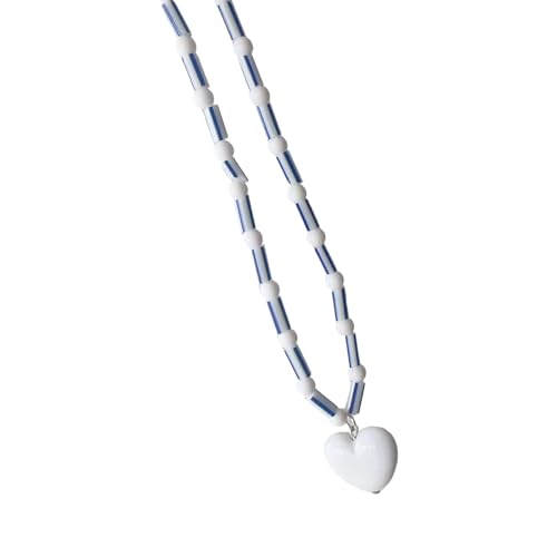 Fluxioxtna Charm Halskette Herz Anhänger Halskette Perlenketten Herzharz Textur Halshalsschmuck Für Modeliebhaber Statement Halsketten Für Frauen von Fluxioxtna