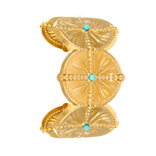 Fluxioxtna Edelstahl Armreifen Retro Geometrisches Design 18K Gold Plattiert Allergiefräsere Schmuck Komfortable Stapelbare Accessoire Leichter Komfort Frauen Edelstahl Armreifen von Fluxioxtna