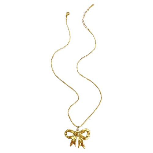 Fluxioxtna Einfache Bowtie Anhänger Halskette Verstellbare Länge Neckketten Bowknot Charm Schlangekette Kettenschmuck Für Modische Frauen von Fluxioxtna