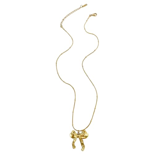 Fluxioxtna Einfache Bowtie Anhänger Halskette Verstellbare Länge Neckketten Bowknot Charm Schlangekette Kettenschmuck Für Modische Frauen von Fluxioxtna