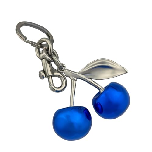 Fluxioxtna Einzigartige Blaue Kirschenschlüsselkette Charme Cherries Schlüsselring Dekorationsanhänger Für Rucksäcke Und Geldbörsen Einzigartiger Schlüsselbund von Fluxioxtna