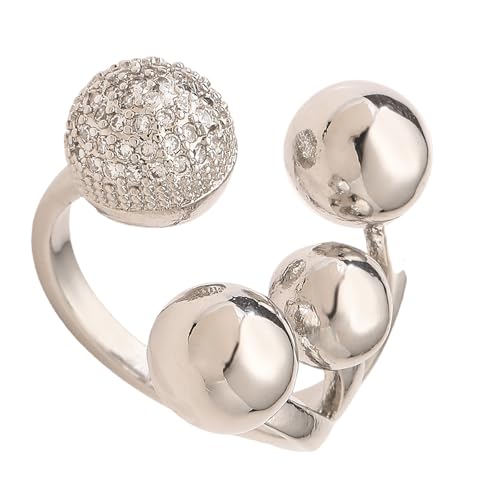 Fluxioxtna Einzigartige Geometrische Kugelform Zirkonringe Silber Goldfarbe Polierter Kupferschmuck Robustes Leichtes Leichtes Geschenk Für Ihren Verstellbaren Kupferring Täglicher Kleidung von Fluxioxtna