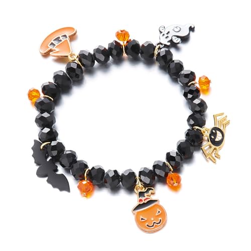 Fluxioxtna Einzigartiges Charmearmband Mit Kristallakzentlegungs Design Armband Schmuck Für Halloween Partys Und Geschenke Pumpkin Bat Barm Armreif von Fluxioxtna