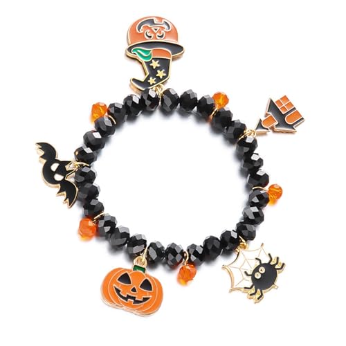 Fluxioxtna Einzigartiges Charmearmband Mit Kristallakzentlegungs Design Armband Schmuck Für Halloween Partys Und Geschenke Pumpkin Bat Barm Armreif von Fluxioxtna