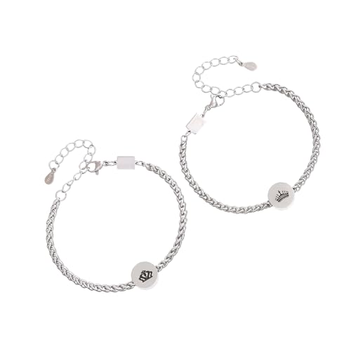 Fluxioxtna Elegante Edelstahlkronbänder Mit Einstellbarer Kette Perfekt Zum Gedenken Liebe Und Besonderes Moment Für Männer Und Frauenarmband Set. von Fluxioxtna
