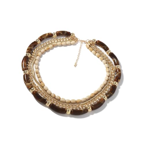 Fluxioxtna Elegante Multi Layer Bambus Kette Halskette Für Frauen Outfits Mode Neckchain Schmuck Leichtes Modeaccessoire von Fluxioxtna