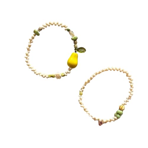 Fluxioxtna Elegantes Birnendesign Perlenarmband Mit Verstellbarer Kette Für Mädchen Frauen Handgefertigtes Armaturenhandwerk Casual Fashion Accessoire Trendy Unisex Perlen Handgelenk Accessoire von Fluxioxtna