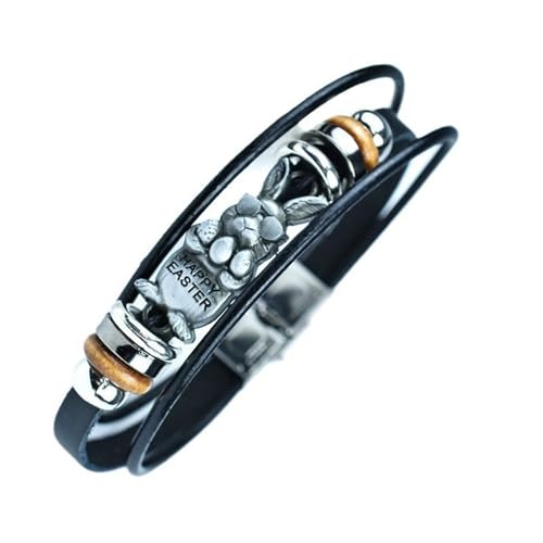 Fluxioxtna Elegantes Handgewebte Osterkaninchen Lederarmband Für Männer Und Frauen Zink Legierung Legierung Schloss Handgelenk Feiertagskultur Geschenk Zinklegierung Armband von Fluxioxtna