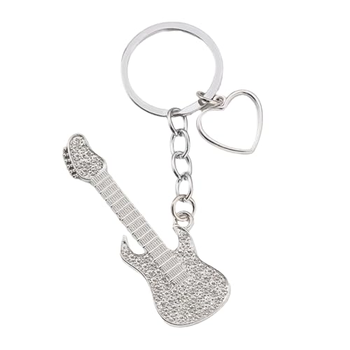 Fluxioxtna Gitarrenanhängerschlüsselkette Mit Schimmernden Steinen Metallschlüsselrolle Süßer Cooler Mädchen Schlüsselketten Leichter Schmuck Für Tasche von Fluxioxtna