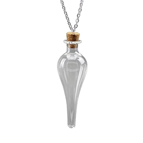 Fluxioxtna Glass Flasche Halskette Retro Drifting Flaschenkragen Kette Wunsch Halsschmuck Glücksdiy Wassertropfen von Fluxioxtna