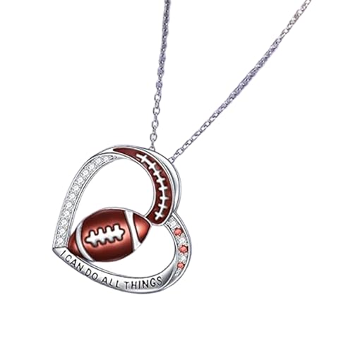 Fluxioxtna Herzanhänger Kombiniert Volleyball Softball Designs Verstellbare Länge Kette Für Trendige Outfits Liebe Herz Halskette Sportsthema von Fluxioxtna
