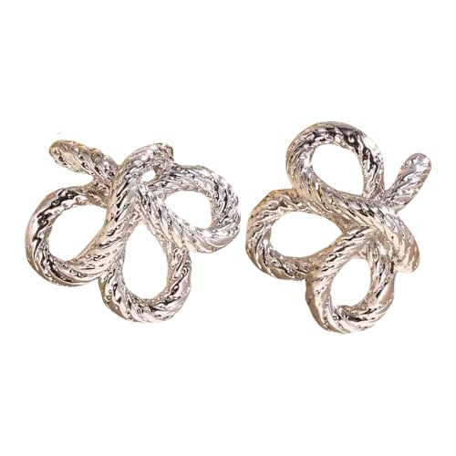 Fluxioxtna Knotted Geflochtene Stilringe Ohrringe Gold/Silber Ton Unregelmäßiger Twist Geometrischer Stollen Ohrringezubehör Für Tägliche Verschleiß Handgefertigtes Knoten Design von Fluxioxtna