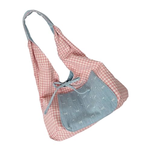 Fluxioxtna Koreanische Stile Farbblockieren Großer Kapazität Bowknot Unterarmtasche Praktische Polyester Schultertasche Für Frauen Große Kapazität Farbe Blockierung Unterarmtasche von Fluxioxtna