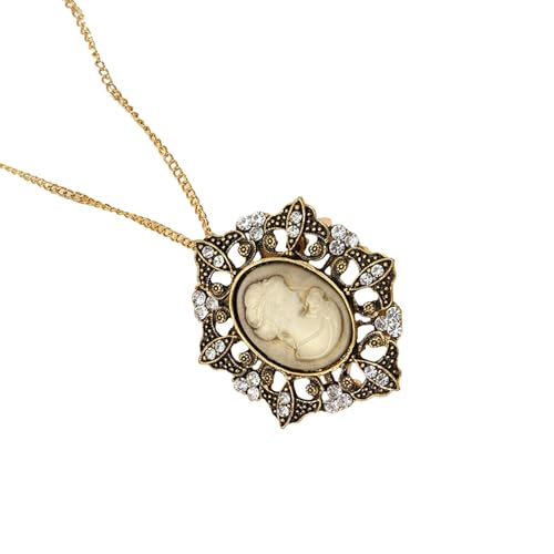 Fluxioxtna Kristall Strasssteine ​​Cameo Charm Vintage Halskette Vintage Schmuckgeschenke Für Urlaub Multi Funktional von Fluxioxtna