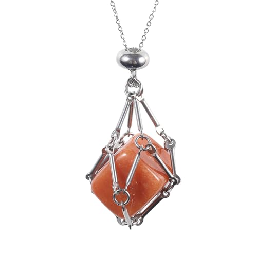 Fluxioxtna MODERNIST Square Facetted Crystal Anhänger Auf Segmentierter Kette Mit Innovativem Netto Retention Mechanismus Polierter Quadratkristallstein von Fluxioxtna