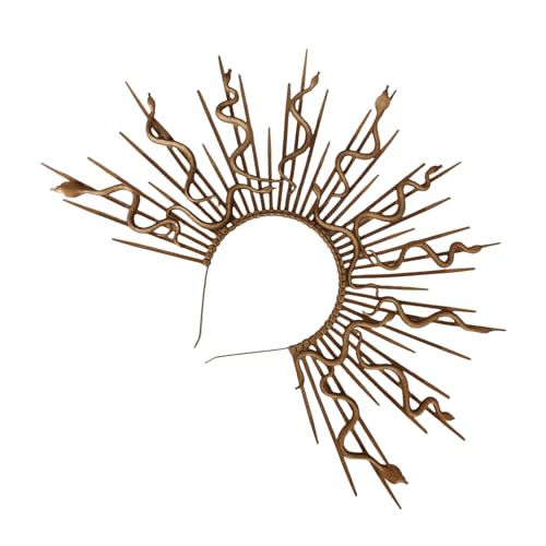 Fluxioxtna Medusas Kopfbedeckung Gold Snake Crowns Mythical Kostüm Mode Accessoire Für Trendige Frauen Halloween Partyzubehör von Fluxioxtna