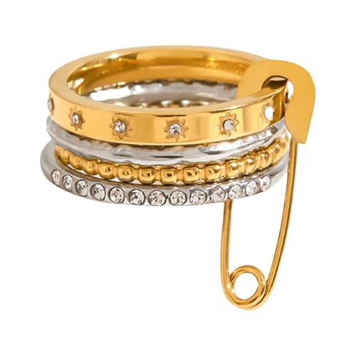 Fluxioxtna Mehrere Einstellbare Stapelringe Edelstahl Minimalist Designs 3 Stile Für Lässige Oder Formelle Anlässe Bequemer Stapelschmuck von Fluxioxtna