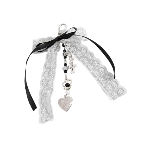 Fluxioxtna Mode Spitze Bowtie Charm Keychain Bunte Schmetterlingsknoten Anhänger Perlen Keyring Accessoire Für Geldbörsen Und Handys von Fluxioxtna