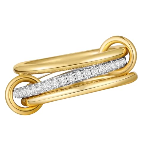 Fluxioxtna Moderne Stapelbare Ringe Set Trendy Alltäglicher Schmuckzubehör Für Frauen In Gold Silber Farbe Titaniumstahl Designs Kubikzirkonien Eheringe von Fluxioxtna