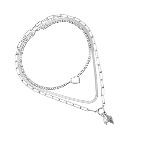 Fluxioxtna Muschel Und Herz Anhänger Halskette Trendy Accessoire Legierung Texturkette Juwely Perfekt Für Lässige Und Besondere Anlässe Stilvoller Party Beach Accessoire von Fluxioxtna